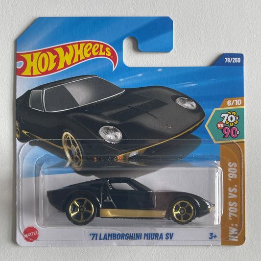 Hot Wheels '71 Lamborghini Miura SV (Black) Short Card (Damaged) HW: '70s Vs. '90s 78/250
