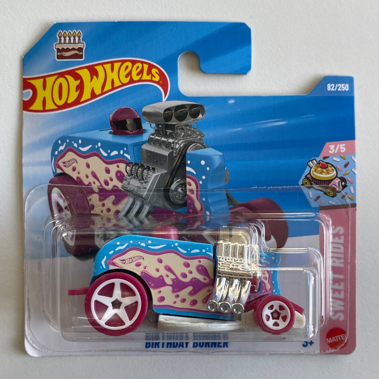 Hot Wheels Birthday Burner (Purple/Blue) Short Card (Damaged) Sweet Rides 82/250