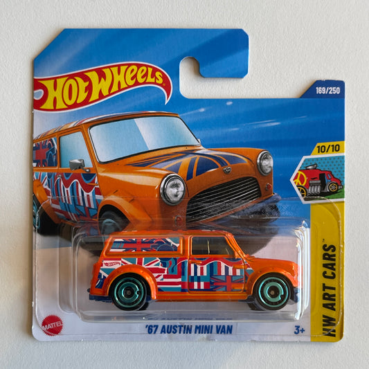 Hot Wheels '67 Austin Mini Van (Orange) Short Card (Damaged) HW Art Cars 169/250