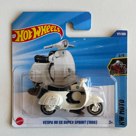Hot Wheels Vespa 90 SS Super Sprint (1966) (White) Short Card HW Moto 177/250