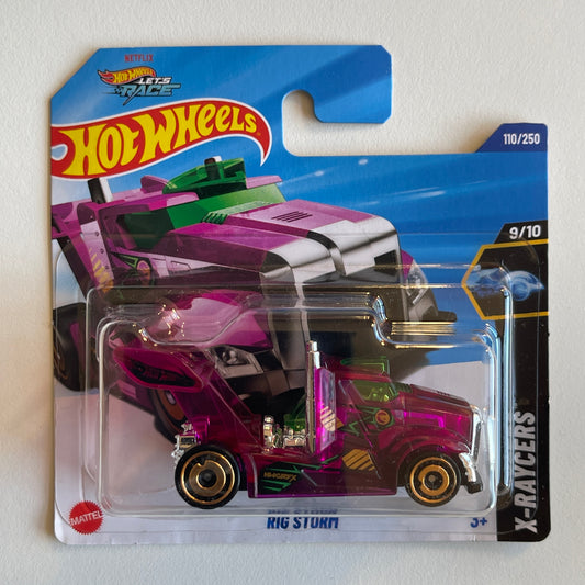 Hot Wheels Netflix Rig Storm (Purple) Short Card (Damaged) X-Raycers 110/250 Treasure Hunt
