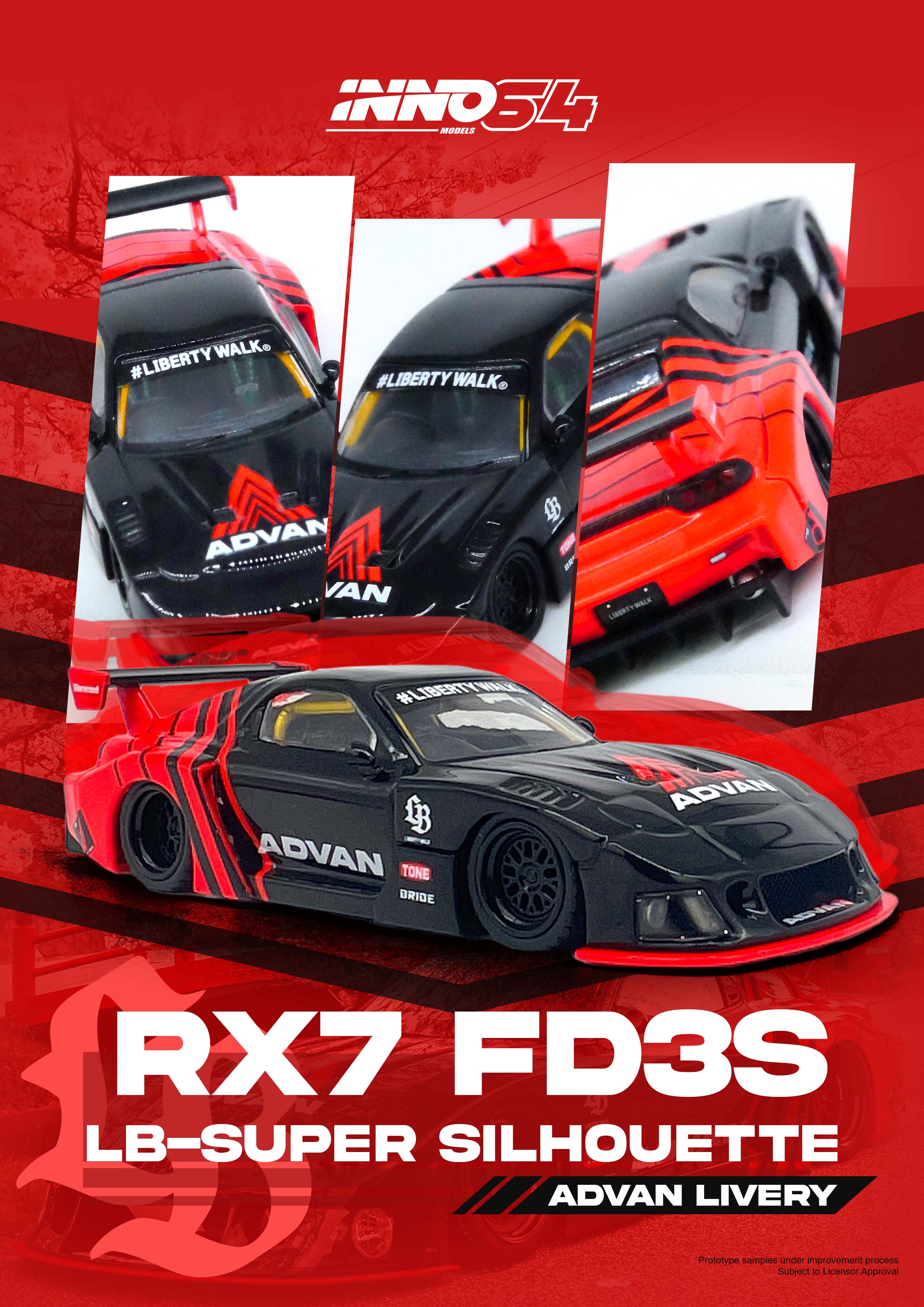 [PREORDER] Inno64 Mazda RX7 (FD3S) LB-Super Silhouette Advan Black/Red ...