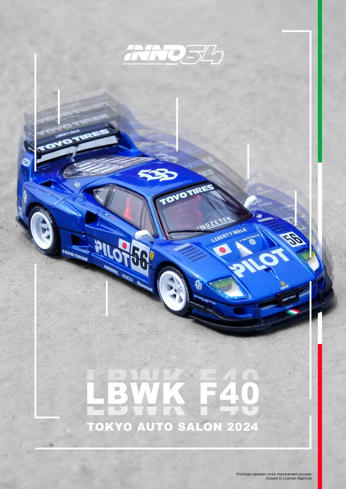 [PREORDER] Inno64 Ferrari F40 LBWK Tokyo Salon 2024 Blue