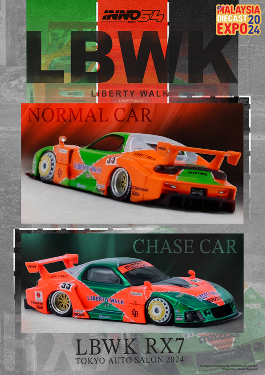 [PREORDER] Inno64 Mazda RX7 (FD3S) LB-Super Silhouette LBWK Malaysia Diecast Expo 2024 Orange