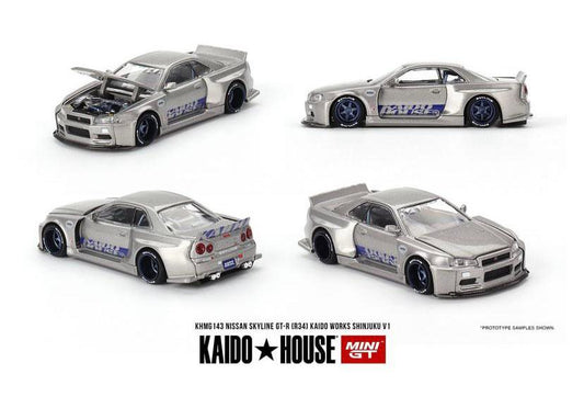 [PREORDER] Kaido House Nissan Skyline GT-R (R34) Shinjuku V1 Silver/Blue