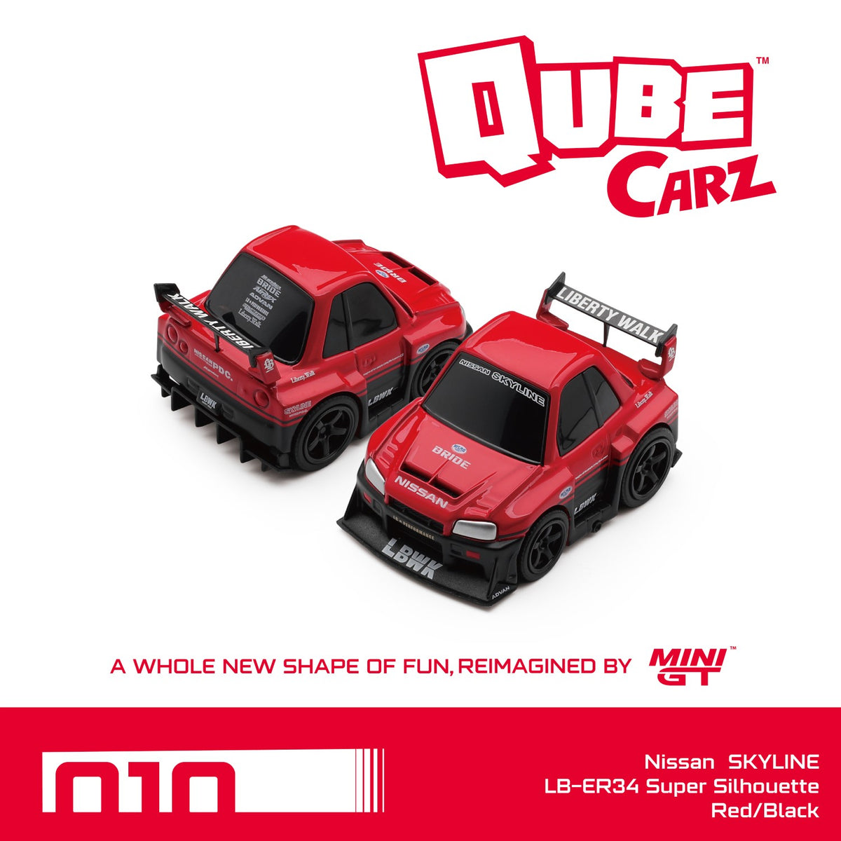 MiniGT Qube Carz #010 Nissan LB-ER34 Super Silhouette SKYLINE Red/Black