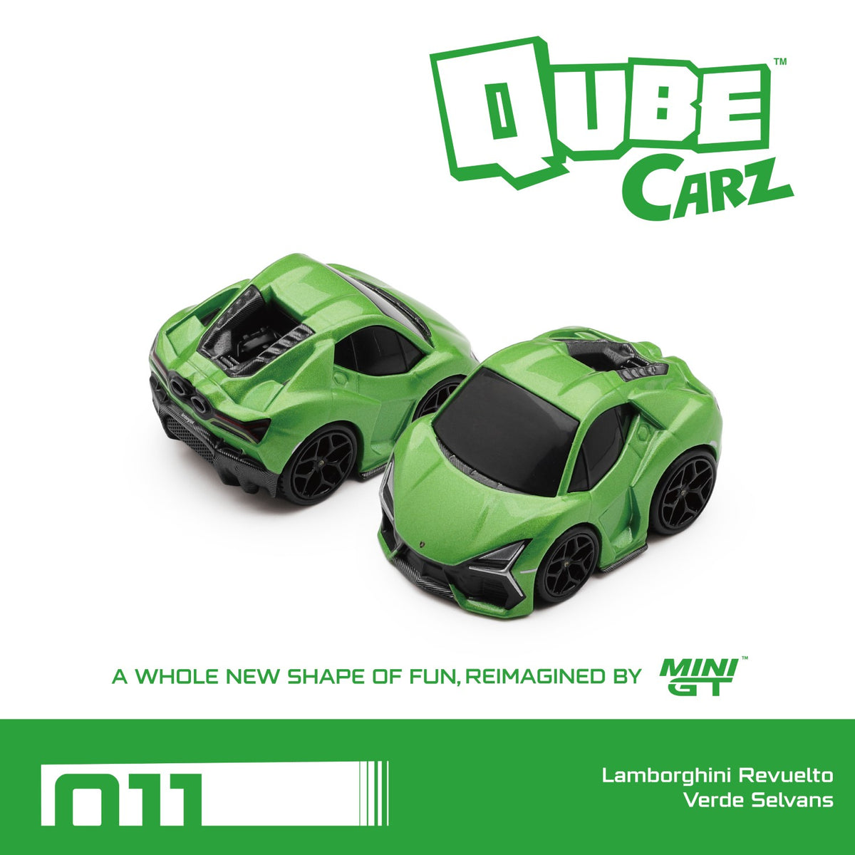 MiniGT Qube Carz #011 Lamborghini Revuelto Verde Selvans