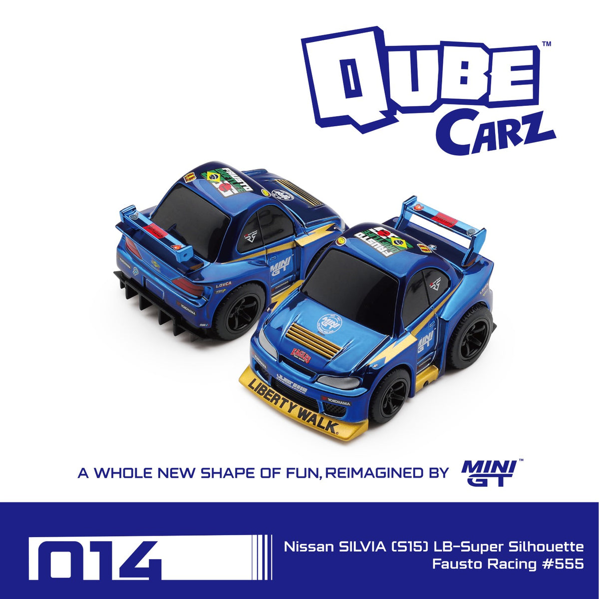 MiniGT Qube Carz #014 Nissan SILVIA (S15) LB-Super Silhouette Fausto Racing #555