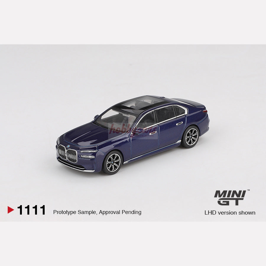 MiniGT #1111 BMW i7 xDrive60 Tanzanite Blue Metallic