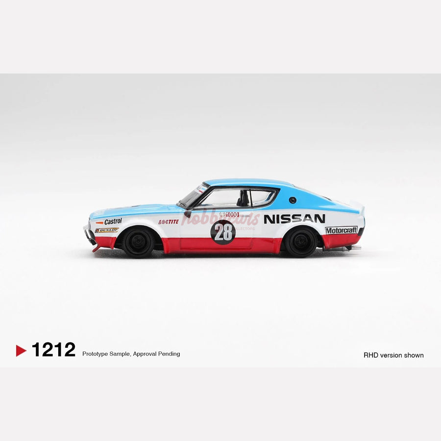 [PREORDER] MiniGT #1212 NISSAN SKYLINE KENMERI LIBERTY WALK NISSAN RACING '75 CONCEPT